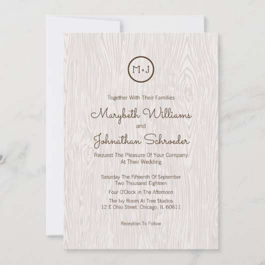 Modern Rustic Woodgrain Invitation Kaart (Voorkant)