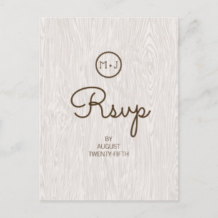 Modern Rustic Woodgrain RSVP Briefkaart