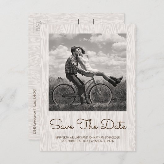 Modern Rustic Woodgrain sparen het Briefkaart van (Voorkant / Achterkant)