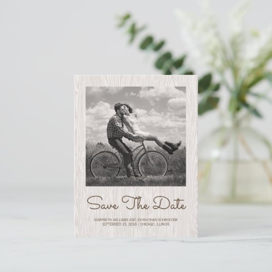 Modern Rustic Woodgrain sparen het Briefkaart van (Staand voorkant)