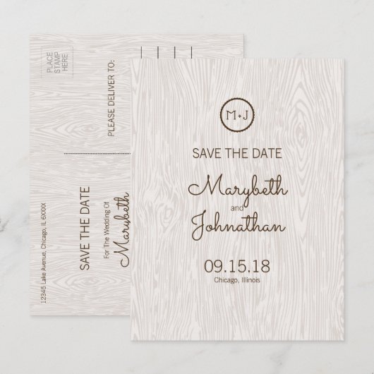 Modern Rustic Woodgrain sparen het Briefkaart van  (Voorkant / Achterkant)