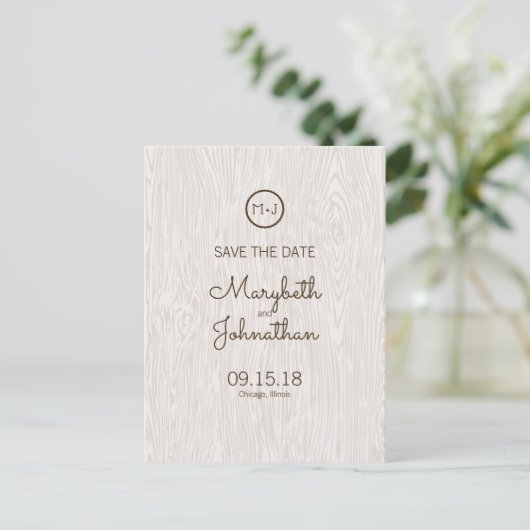 Modern Rustic Woodgrain sparen het Briefkaart van  (Staand voorkant)