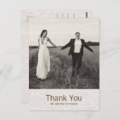 Modern Rustic Woodgrain Wedding Bedankt Briefkaart (Voorkant / Achterkant)