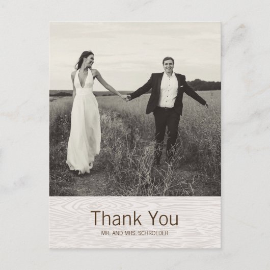 Modern Rustic Woodgrain Wedding Bedankt Briefkaart (Voorkant)