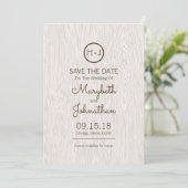 Modern Rustic Woodgrain Wedding Save the Date Kaar (Staand voorkant)
