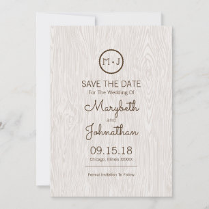 Modern Rustic Woodgrain Wedding Save the Date Kaar