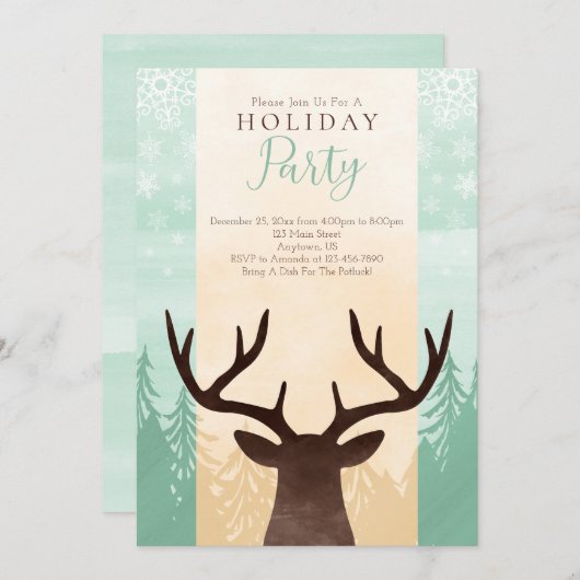 Modern Rustic Woodland Deer Kerstmis Kaart (Voorkant / Achterkant)
