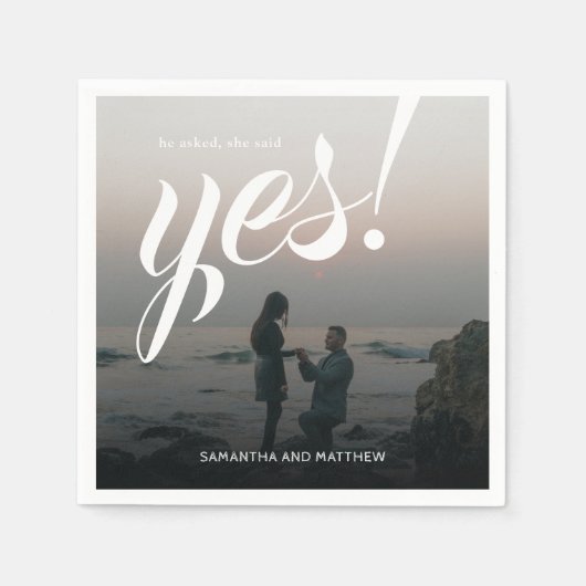 Modern Rustic zei: "Ja Verloving Foto" Servet (Voorkant)