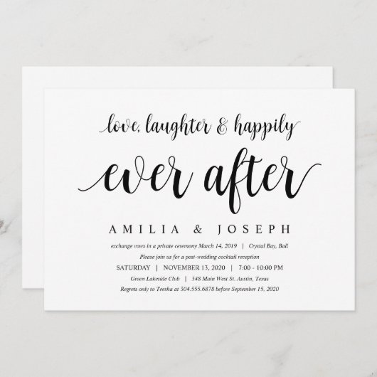 Modern Rustic, zwart lettertype, weddenschap Kaart (Voorkant / Achterkant)