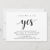 Modern Rustic, zwart script, Engagement Party Kaart (Voorkant)