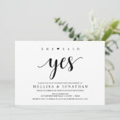 Modern Rustic, zwart script, Engagement Party Kaart (Staand voorkant)