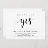 Modern Rustic, zwart script, Engagement Party Kaart (Voorkant / Achterkant)