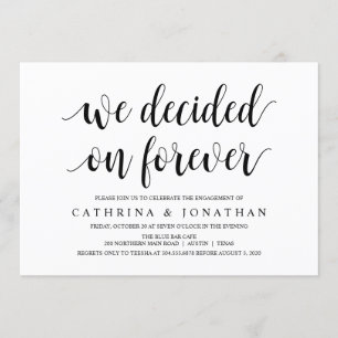 Modern Rustic, zwart script, Engagement Party Kaart