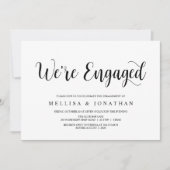 Modern Rustic, zwart script, Engagement Party Kaart (Voorkant)