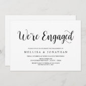 Modern Rustic, zwart script, Engagement Party Kaart (Voorkant / Achterkant)