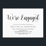 Modern Rustic, zwart script, Engagement Party Kaart<br><div class="desc">Een prachtig,  modern,  mooi Robuust ontwerp,  in Zwart Manuscript,  de Uitnodigingskaart van de Partij van de Overeenkomst van de Weddenschap (wij zijn Geëngageerd). De perfecte uitnodigingskaart voor de viering van uw verlofpartij. Voeg je gegevens toe in het overeenkomende lettertype/lettertype.
#TeeshaDerrick</div>