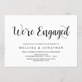 Modern Rustic, zwart script, Engagement Party Kaart