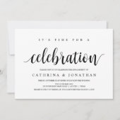 Modern Rustic, zwart script, Engagement Party Kaart (Voorkant)