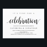 Modern Rustic, zwart script, Engagement Party Kaart<br><div class="desc">Een prachtig modern Robuust ontwerp,  in Zwart Manuscript,  de Uitnodigingskaart van de Partij van de Overeenkomst van de Weddenschap van de Weddenschap (het is tijd voor een viering). De perfecte uitnodigingskaart voor de viering van uw verlofpartij. Voeg je gegevens toe in het overeenkomende lettertype/lettertype.
#TeeshaDerrick</div>