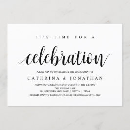 Modern Rustic, zwart script, Engagement Party Kaart