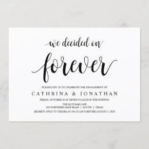 Modern Rustic, zwart script, Engagement Party Kaart