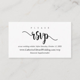 Modern Rustic, zwart script, online RSVP-website Informatiekaartje