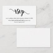 Modern Rustic, zwart script, online RSVP-website Informatiekaartje (Voorkant / Achterkant)