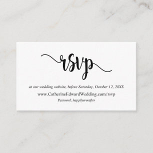 Modern Rustic, zwart script, online RSVP-website Informatiekaartje