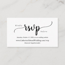 Modern Rustic, zwart script, online RSVP-website Informatiekaartje