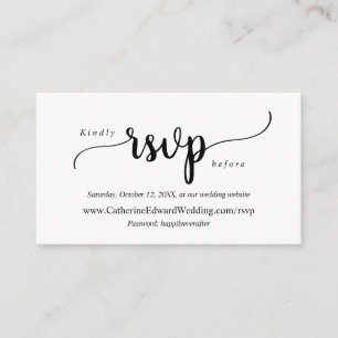 Modern Rustic, zwart script, online RSVP-website Informatiekaartje