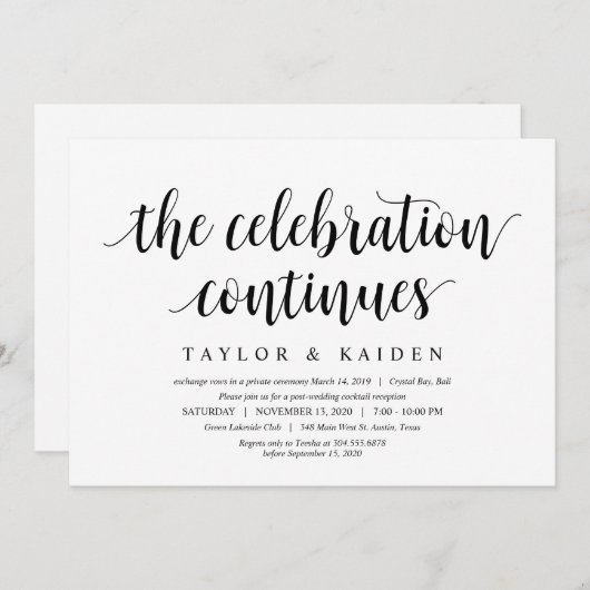 Modern Rustic, zwart script, weddenschappen Kaart (Voorkant / Achterkant)