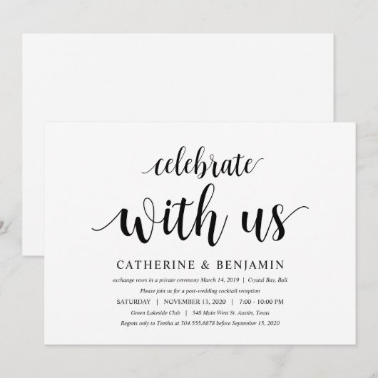 Modern Rustic, zwart script, weddenschappen Kaart (Voorkant / Achterkant)