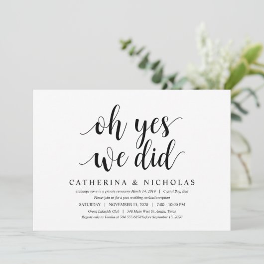 Modern Rustic, zwart script, weddenschappen Kaart (Staand voorkant)