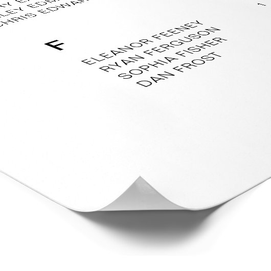 Modern Rusticaal Alfabetisch Stoelenkaart Bord Poster (Hoek)