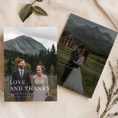 Modern rustiek 2 foto bruiloft bedankkaart