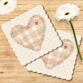 Modern rustiek boerderij huis hart en tartan bruin kartonnen onderzetters