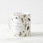 Modern rustiek Boho kerst botanisch blad Koffiemok (Voorkant links)