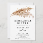 Modern rustiek Boho Pampas gras repetitie diner Kaart (Voorkant)