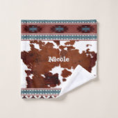 Modern rustiek Boho Western Koeienhuid Bad Handdoek (Wasdoekje)