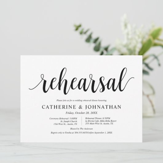 Modern rustiek, bruiloft repetitie en diner kaart (Staand voorkant)