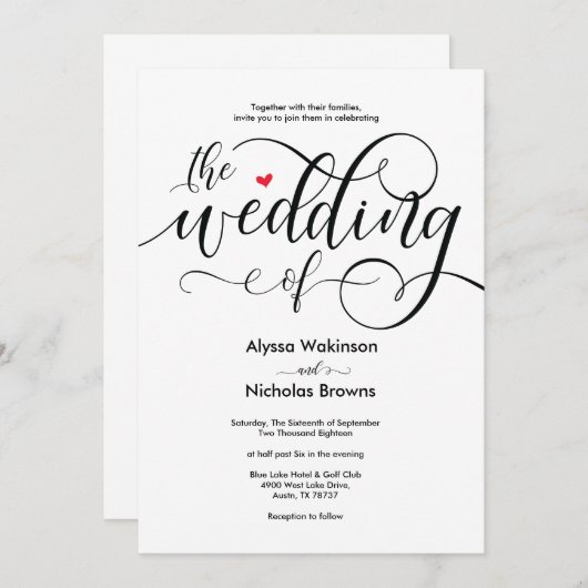 Modern rustiek bruiloft uitnodiging kaart ontwerp (Voorkant / Achterkant)