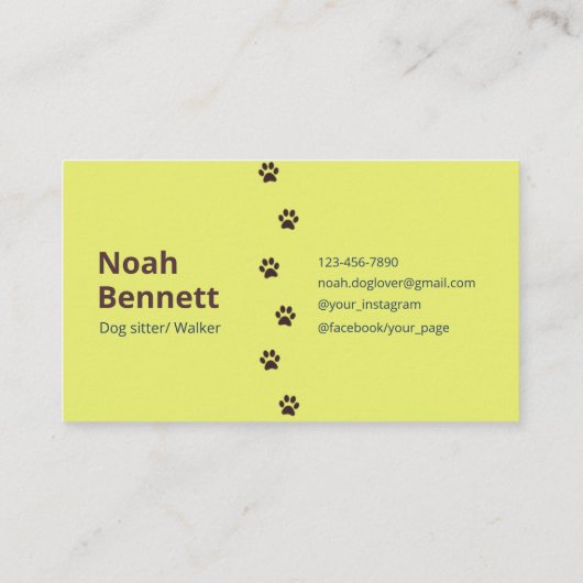 Modern rustiek bruin Bord geel huisdier zitten Visitekaartje (Achterkant)