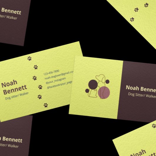 Modern rustiek bruin Bord geel huisdier zitten Visitekaartje