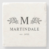 Modern rustiek familie monogram gepersonaliseerd stenen onderzetter (Voorkant)