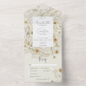 Modern rustiek gedroogd madeliefjes bloemendiner all in one uitnodiging (Binnen)