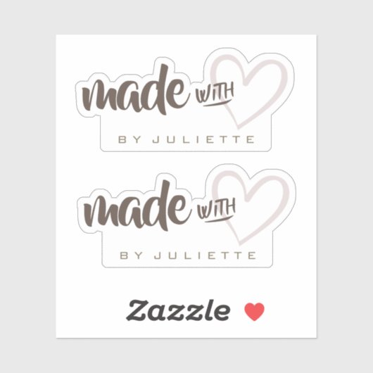 Modern rustiek gemaakt met liefde hart natuurlijk sticker (Vel)