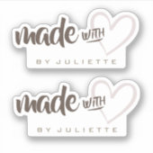 Modern rustiek gemaakt met liefde hart natuurlijk sticker (Voorkant)