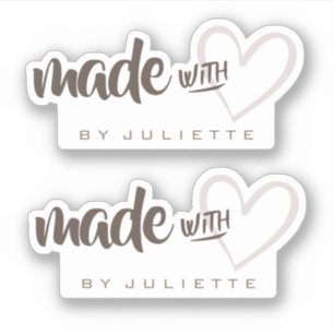 Modern rustiek gemaakt met liefde hart natuurlijk sticker