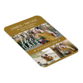Modern Rustiek Goud Save the Date Wedding 3 Foto's Magneet (Rechterzijde)