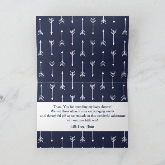 Modern rustiek grijs & marine herten & pijl dank u bedankkaart (Binnen)